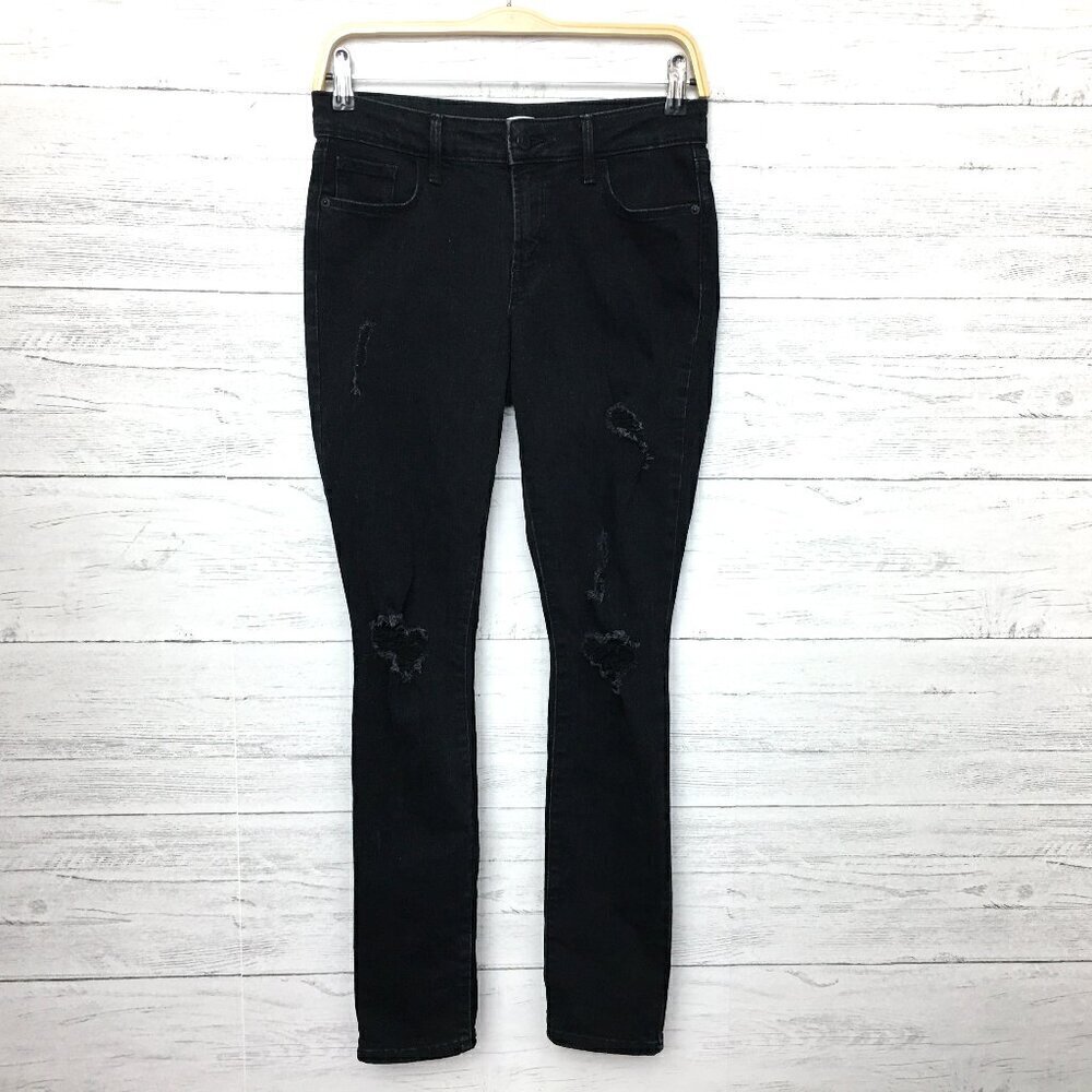 Old Navy Jeans Women's Black Pop Icon Skinny Mid Rise Distressed size 2
